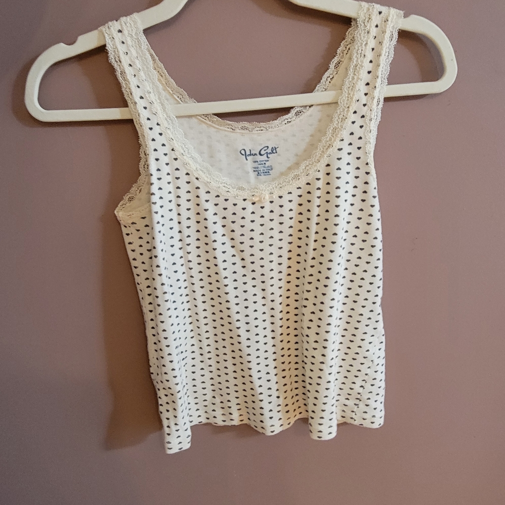 Brandy Melville Cream and Black Dotted Tank Top